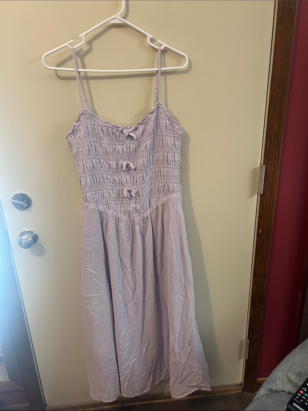 American Eagle Outfitters Light Lilac Maxi Dress with Smocked Bodice